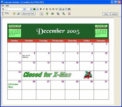 Calendar Builder Screenshot